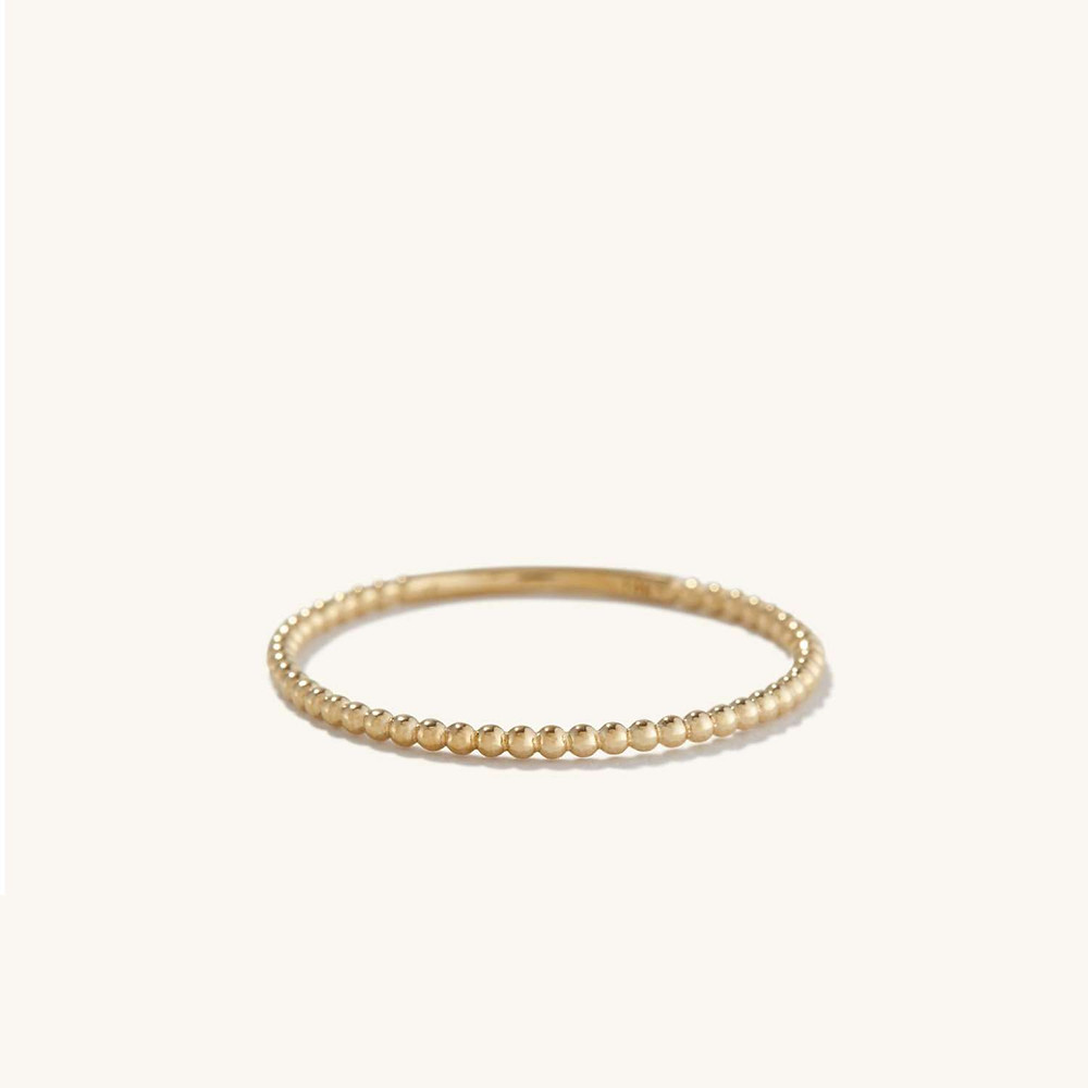 beaded stacking gold ring