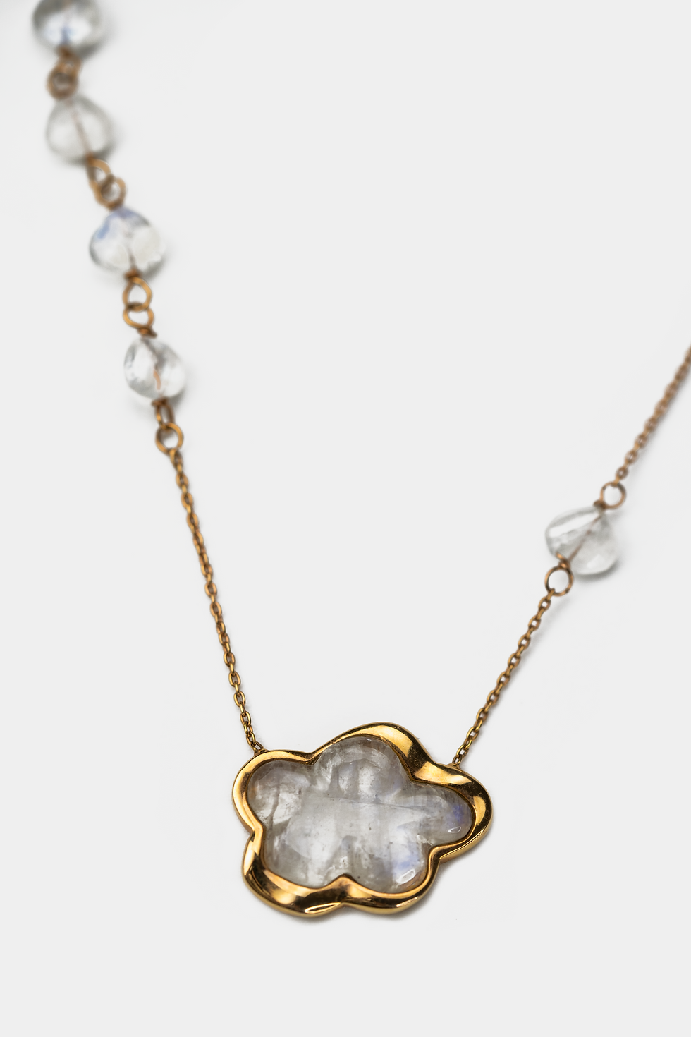 Thumbnail: Rainbow Moonstone Cloud Chain Necklace by Padme Designs