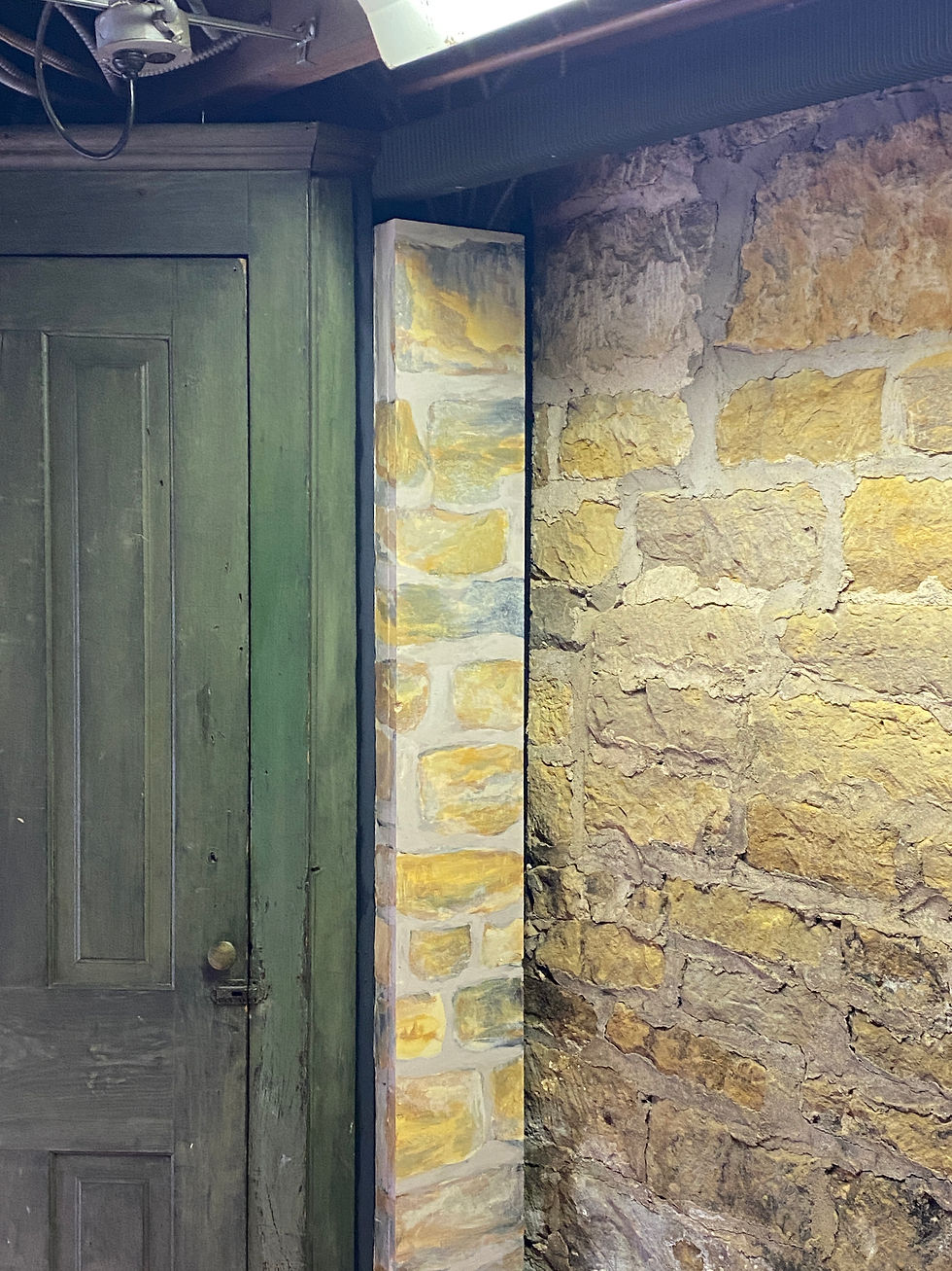 Wood panel with faux sandstone