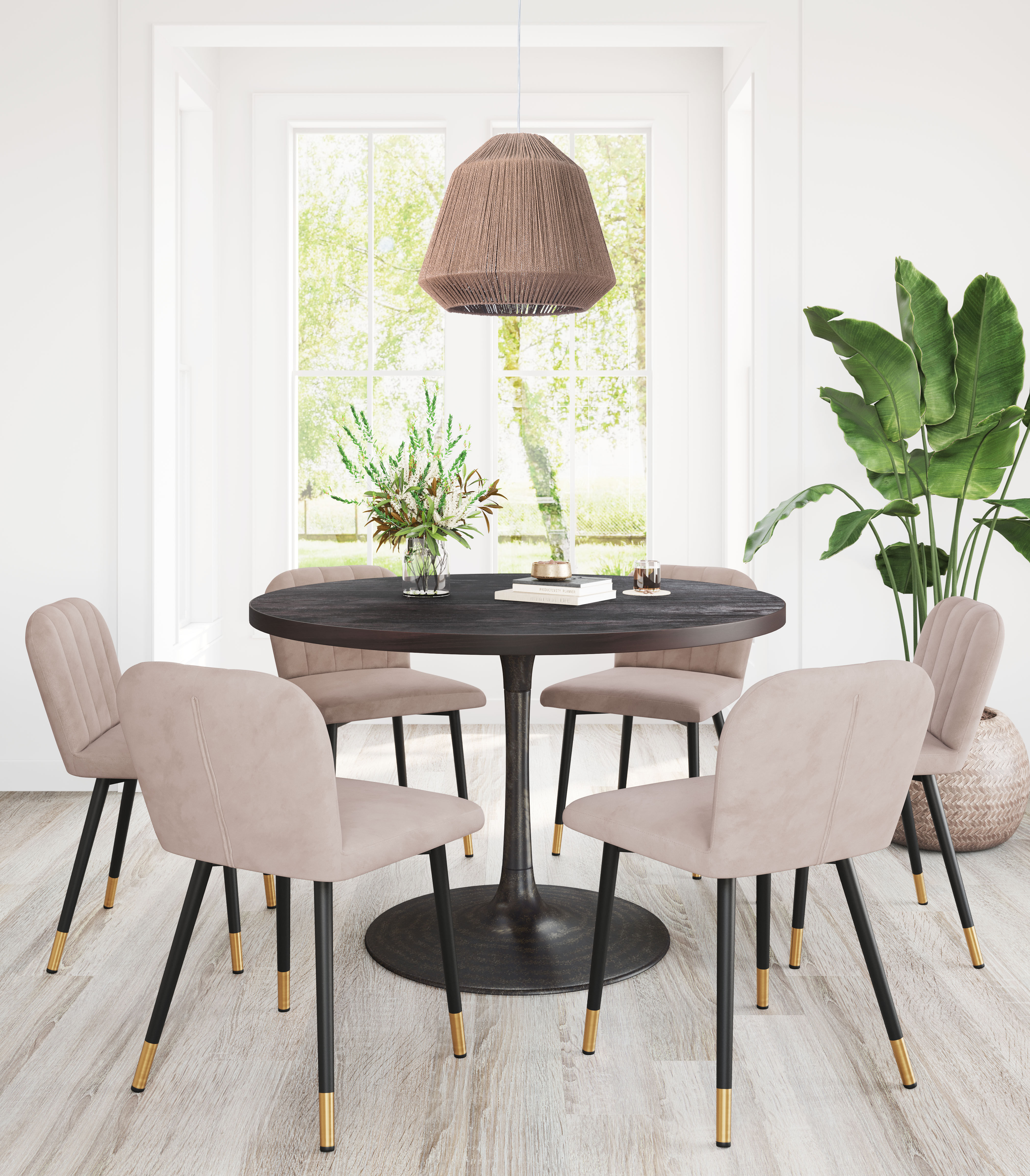 Brown ceiling lamp with a woven paper rope shade, featuring a soft, textured design that diffuses light and adds warm, natura