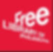Free Library of Philadelphia logo with bold white text on a red background, conveying a clean and modern design.