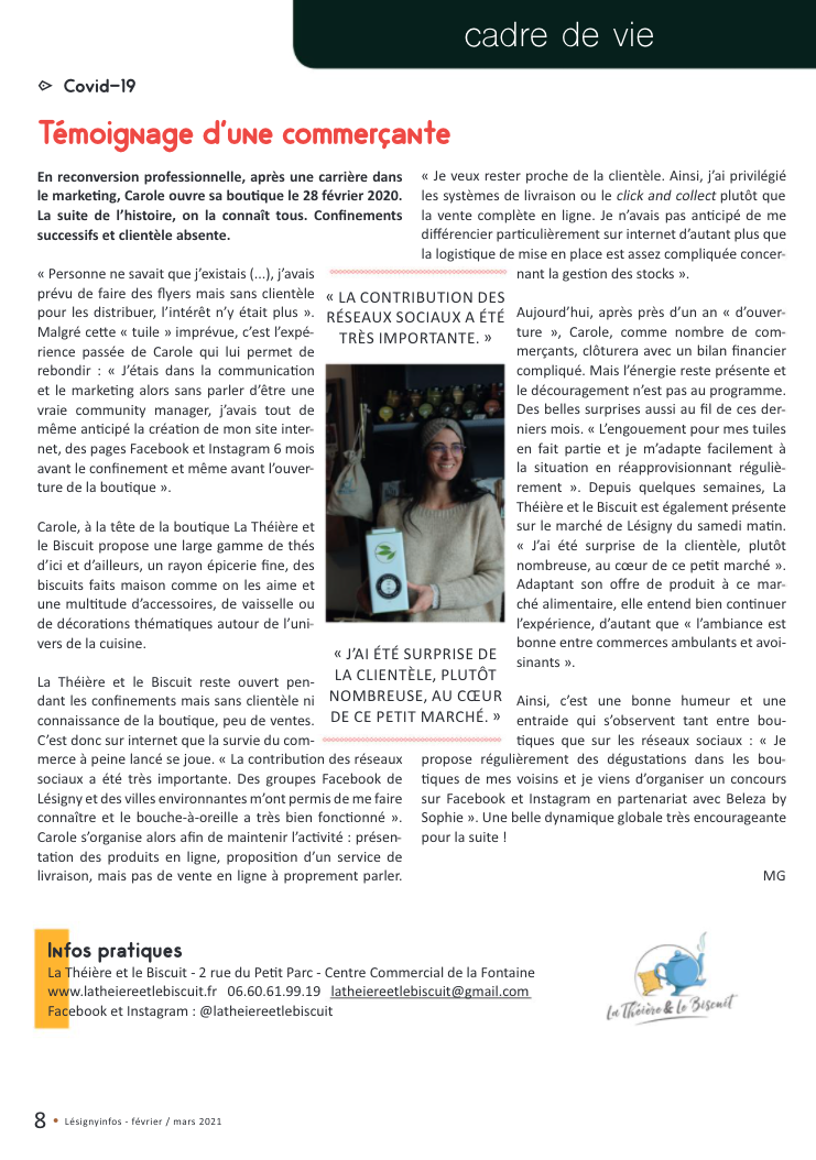 Interview paru dans Lésigny Info février 2021