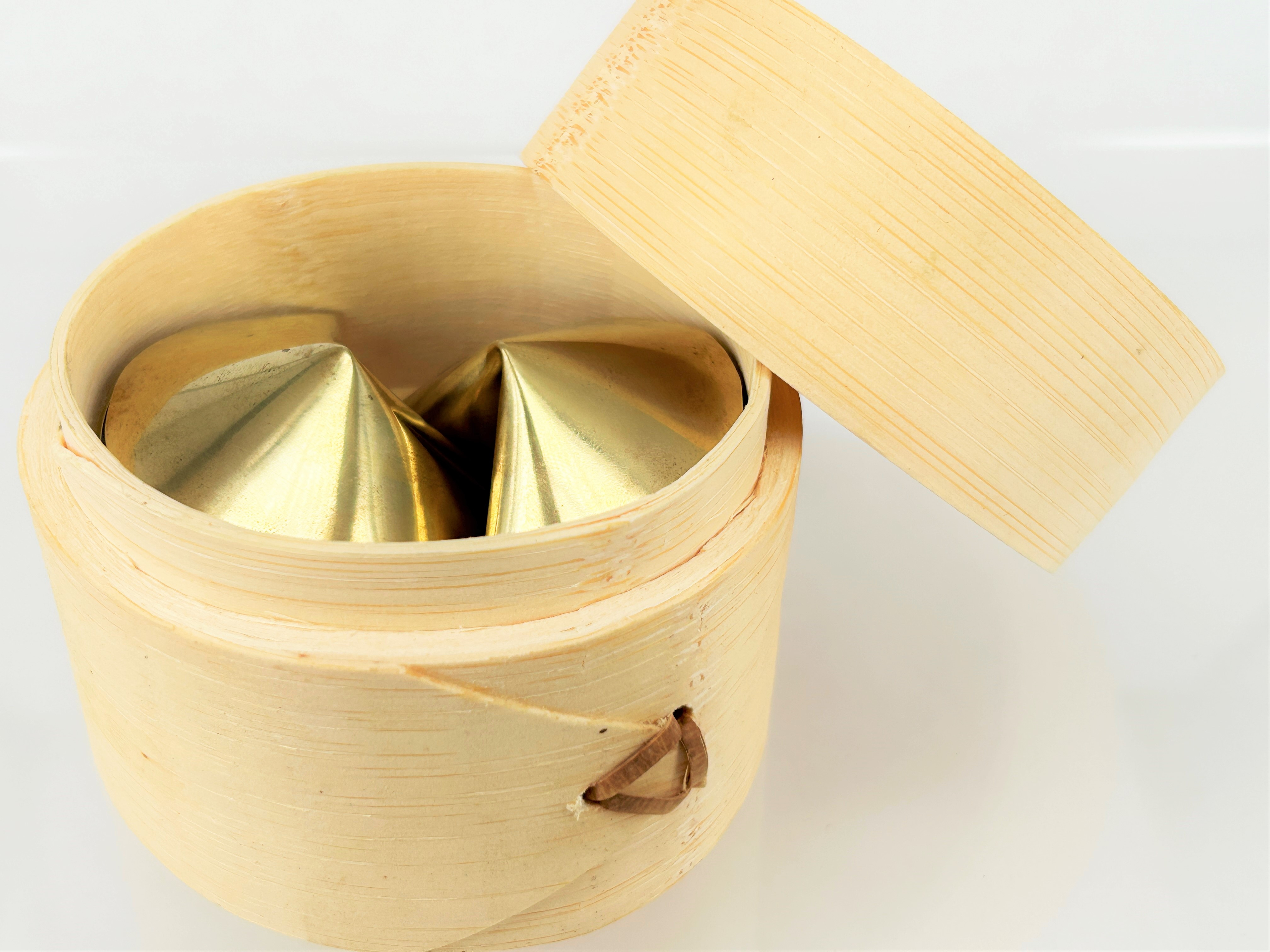 brass "fortune cookie" earrings