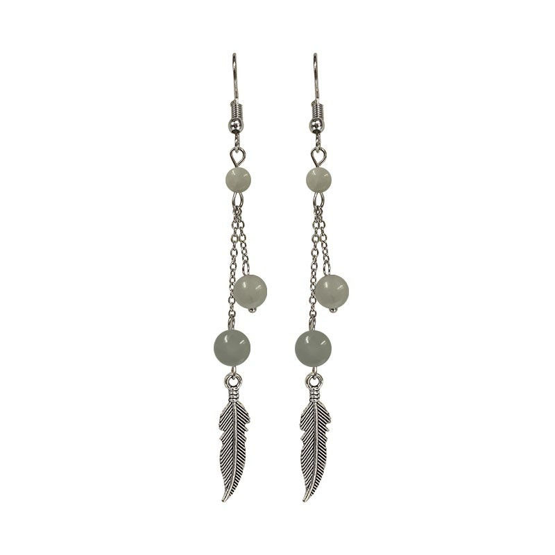 Boucles d'oreilles plume Aigue marine