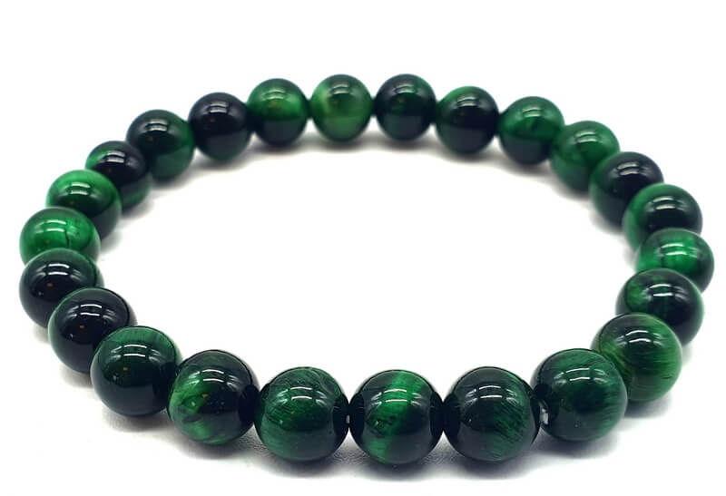 Bracelet boule 08mm oeil de tigre vert