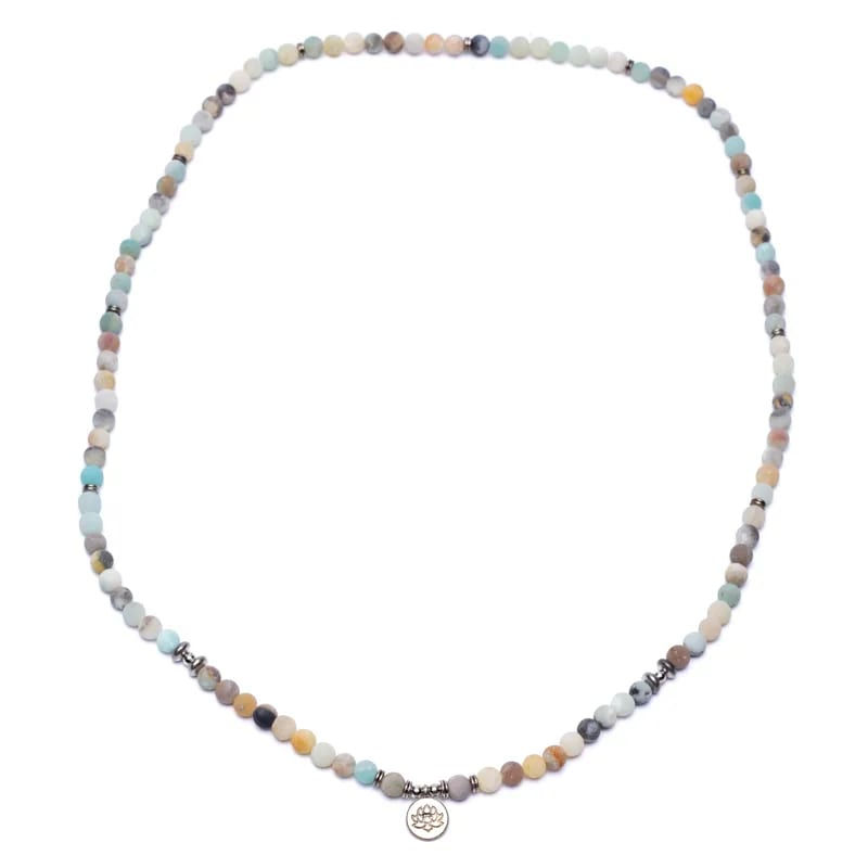 Miniature : Mala en Amazonite - élastique - avec lotus