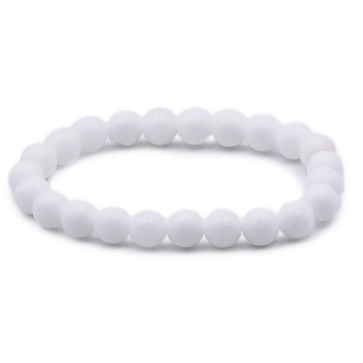 Bracelet boule 08mm AGATE Blanche