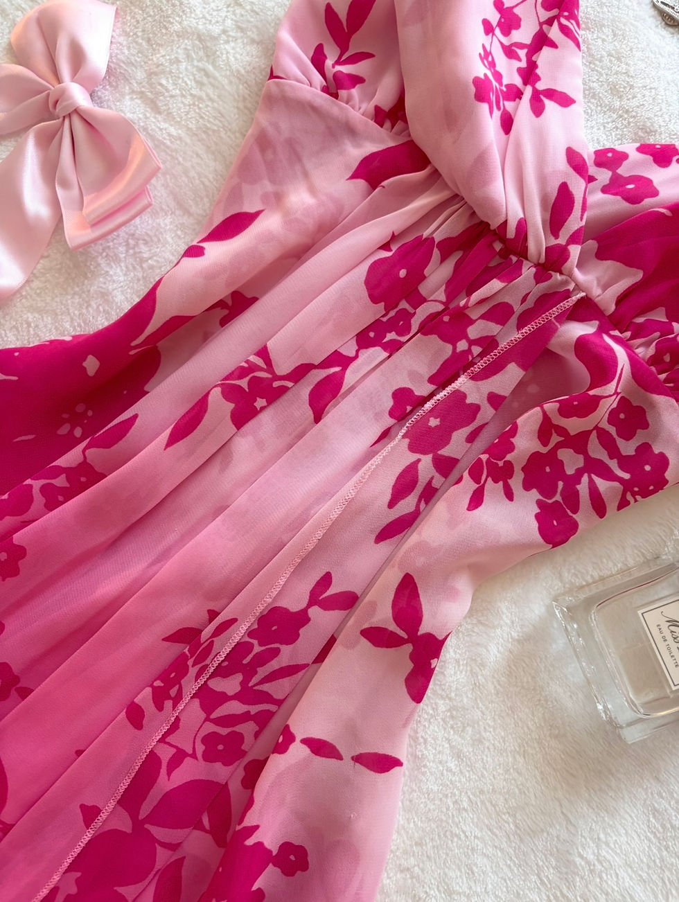 Thumbnail: ❀ Pink Floral Chest-Flattering Fairycore Cami ❀
