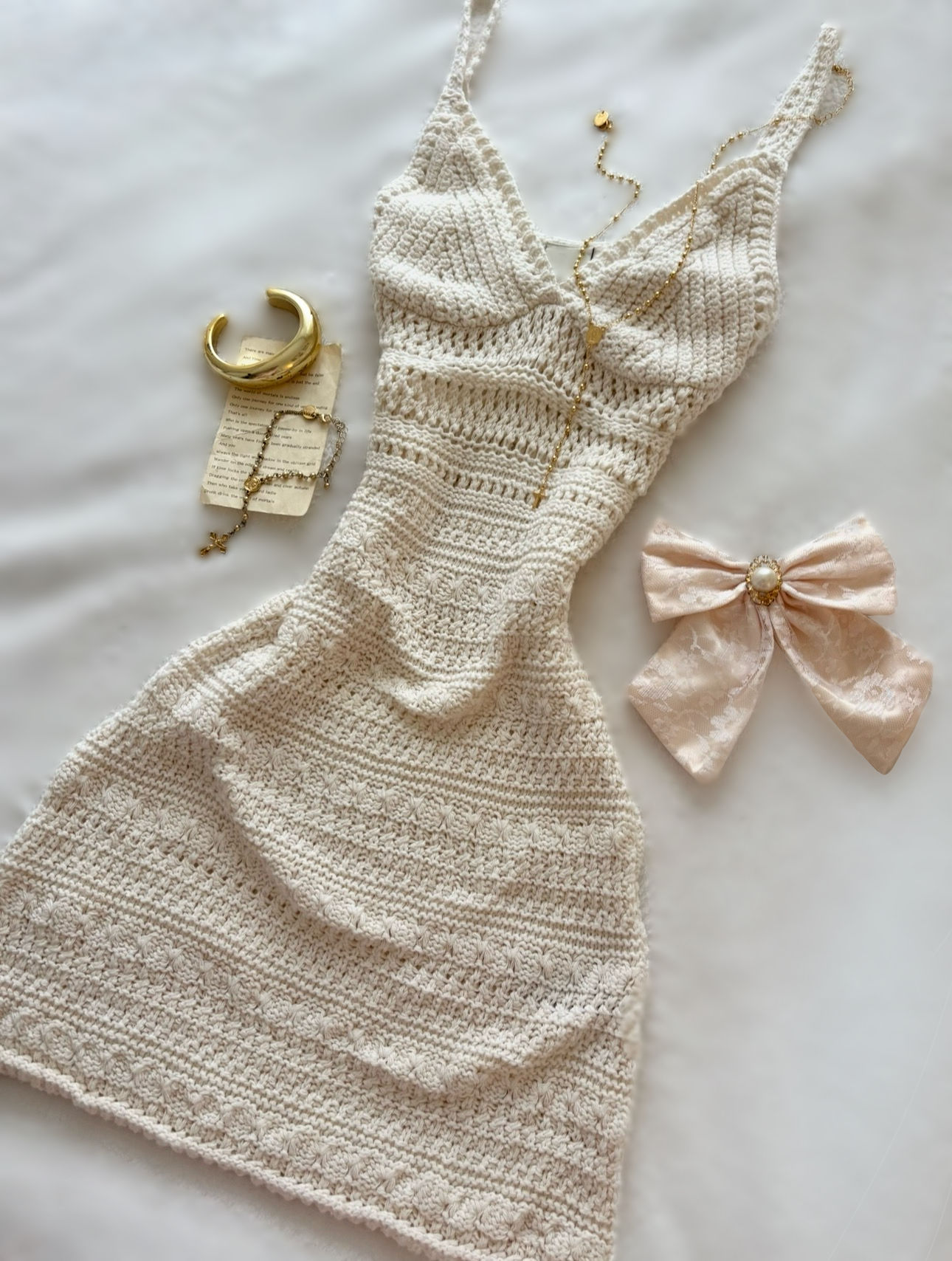 ❀ Ivory Crochet Dollette H2O Chest-Flattering Beach Dress ❀