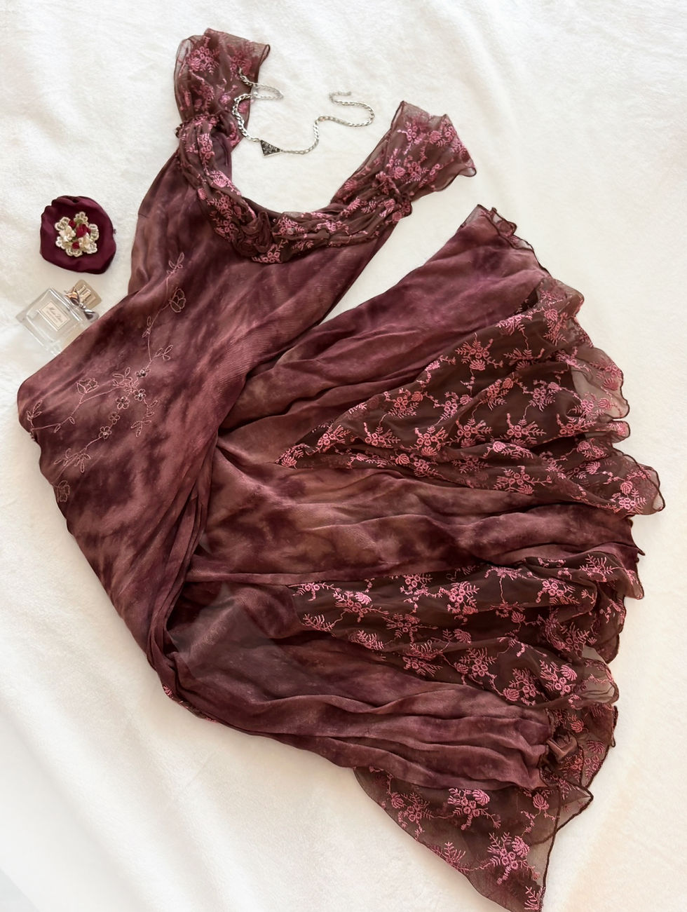 Thumbnail: ❀ True Vintage Grunge Tulip Ruffle Trimmed Dress ❀