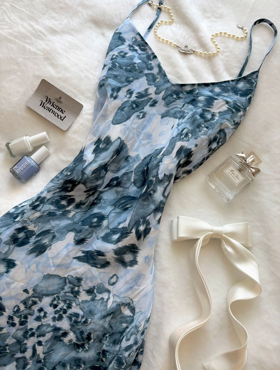 Thumbnail: ❀ Oceanic Blue Ruffle Trim Dollette Midi Dress ❀