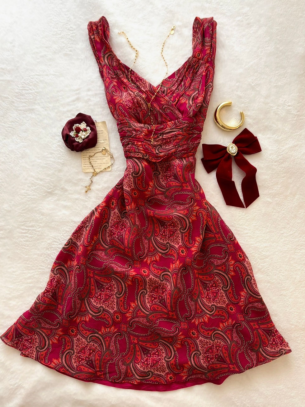Thumbnail: ❀ True Vintage Arabic Style Red Graphic Midi Dress ❀