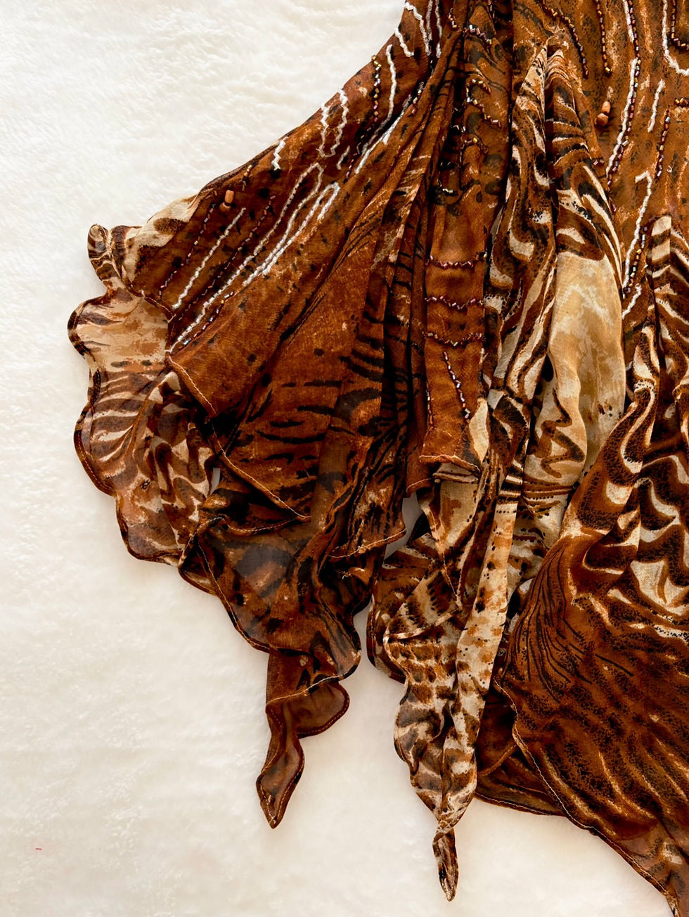 Thumbnail: ❀ True Vintage Dollette Beaded Ruffle Trimmed Dress ❀