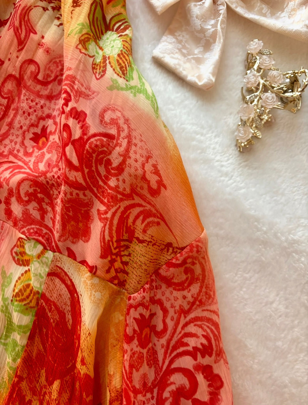 Thumbnail: ❀ Summertime Dollette Orange Flowing Maxi Dress ❀