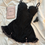 Thumbnail: Dark Lolita Black Lace Trimmed Flattering Dress