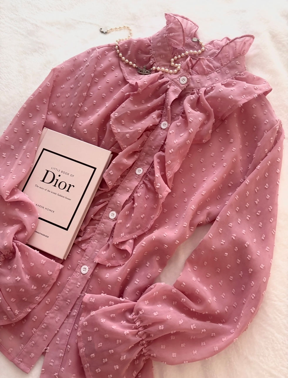 Thumbnail: ❀ Pink True Vintage Polka Dot Elegant Shirt ❀