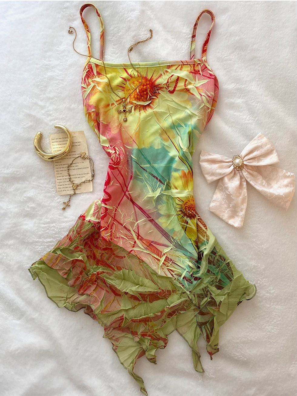 Thumbnail: ❀ Retro-Indie Style Summertime Material Mesh Cami ❀