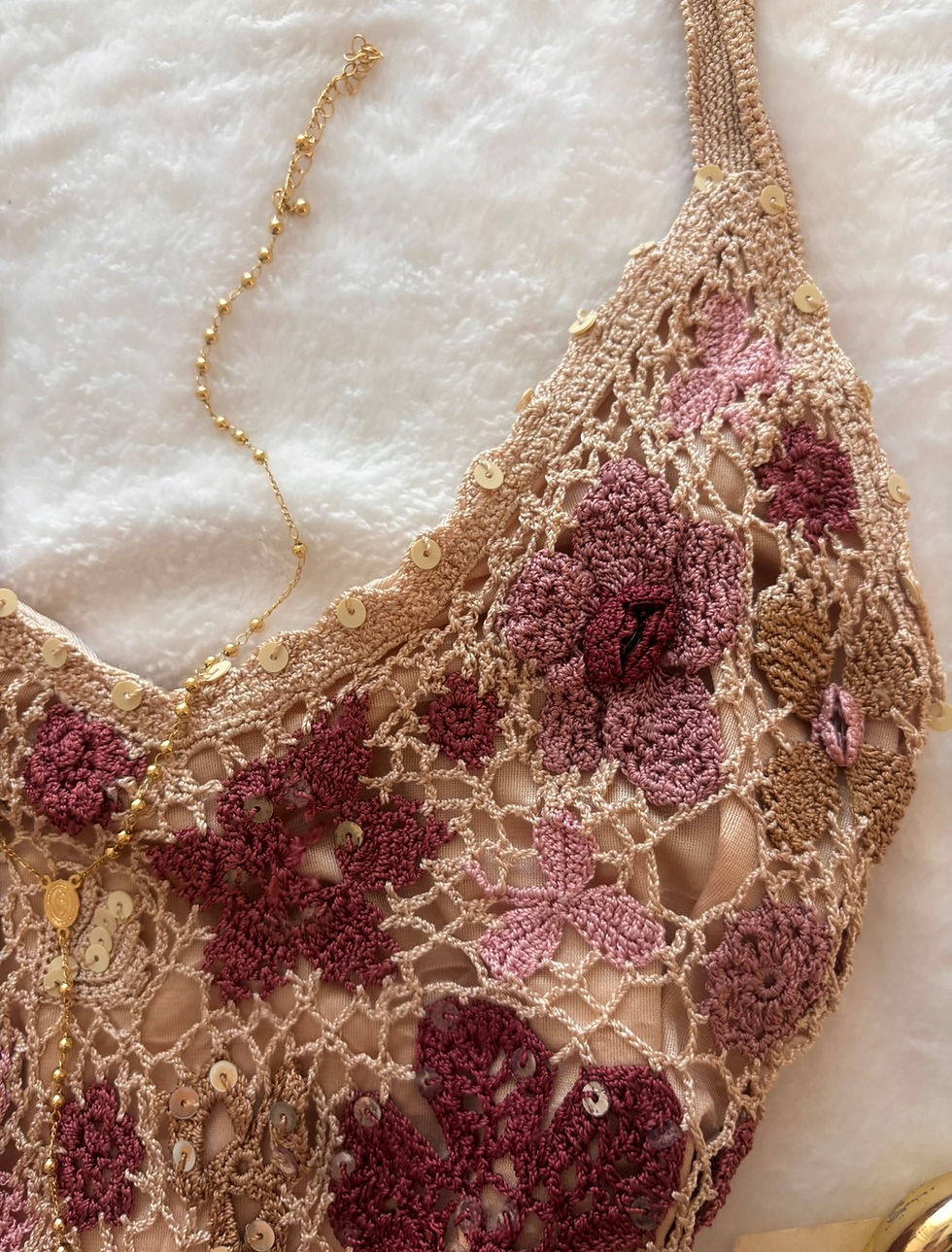 Thumbnail: ❀ Crochet Floral Netted H2O Embroidered Beach Cami ❀
