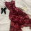 Thumbnail: ❀ Burgundy Floral Sequin Layered Midi Dress ❀