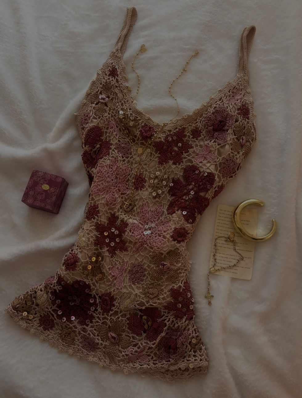 Thumbnail: ❀ Crochet Floral Netted H2O Embroidered Beach Cami ❀