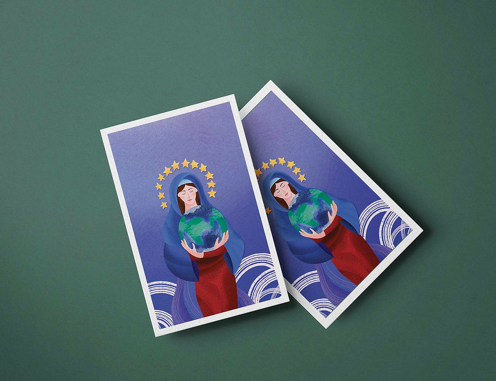 Hình thu nhỏ: Đức Maria bảo vệ thế giới Illustration, Printable trọn bộ