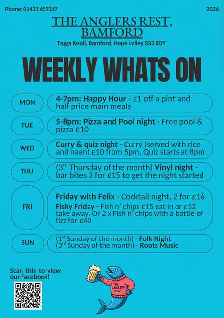 Our Weekly What's on at the Anglers Rest
