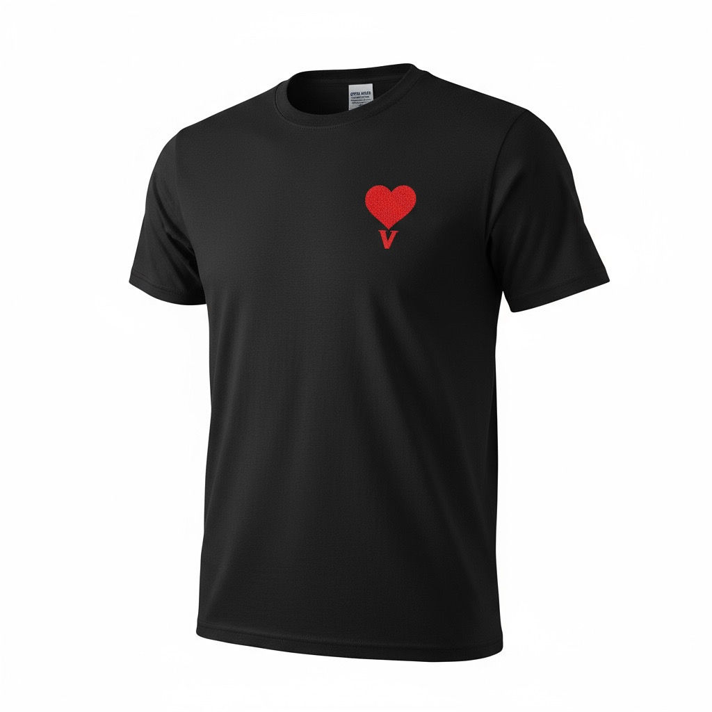 T-shirt personnalisé-Coeur & initial rouge (Adulte)