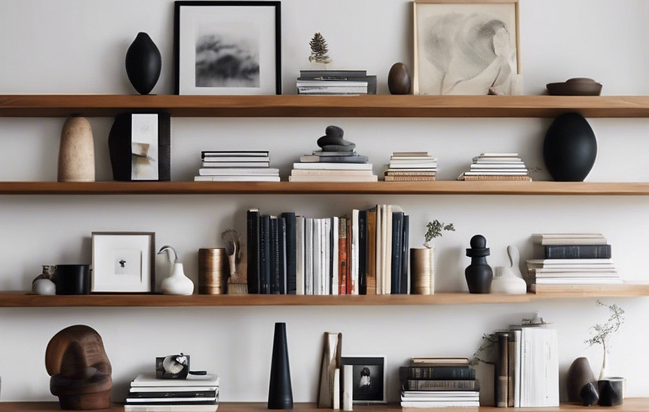 Personal Styling with selection of accessories, books and sculptures