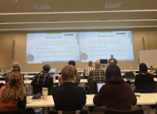 Day 1 at SwiSca9 presentation by Helmi Riihonen “From piru to vittu: Finnish swearing from the 1940s to the present day” (Photo: Kayleigh Karinen)