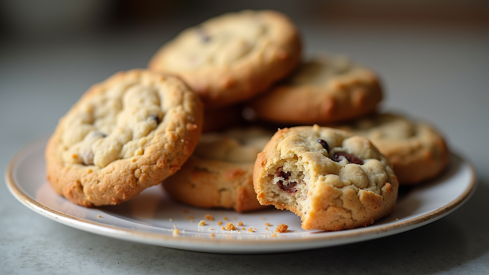Close-up view of a plate filled with assorted gluten-free cookies