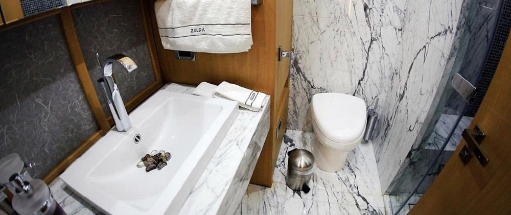 Zelda gulet guest cabin ensuite bathroom modern design