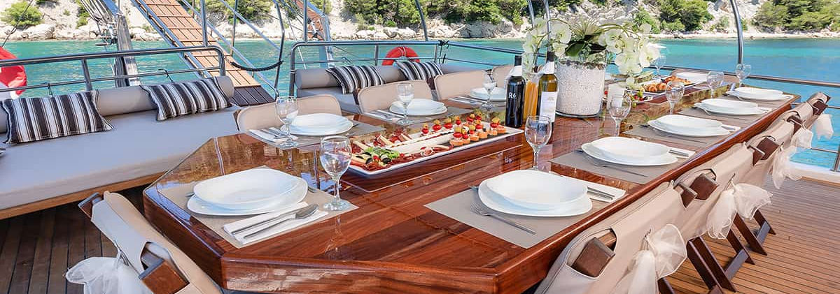 Gulet Nautilus Aft Deck Al Fresco Dining Area for 16 Guests
