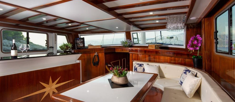 Modern Interior Saloon and Lounge Area Gulet Saint Luca