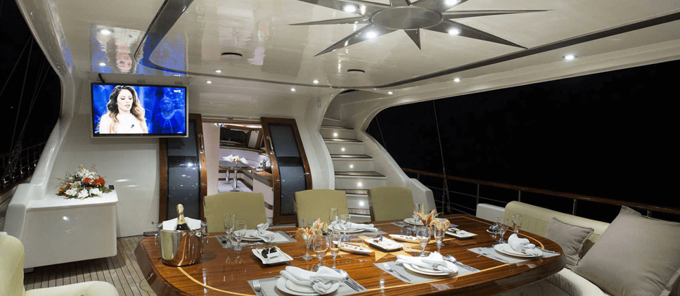 Aft Deck Covered Dining Area Gulet Alessandro 1 for 10 Guests