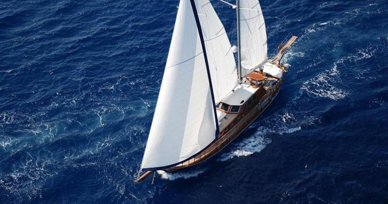 Luxury Gulet Atalante sailing on the Turkish Aegean Sea