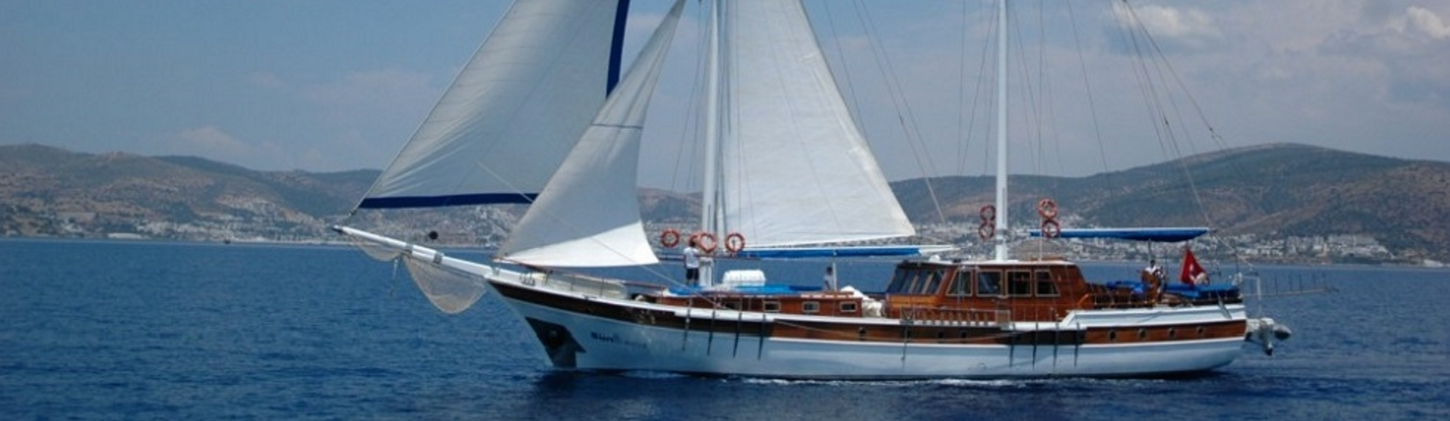Sunworld 8 gulet exterior side view sailing across turquoise waters
