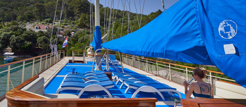 Sun Deck Lounging Area Gulet Tajna Mora Yacht Charter