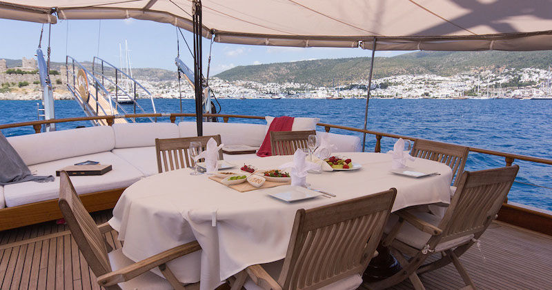 Al Fresco Dining Area on Deck of Luxury Gulet Atalante