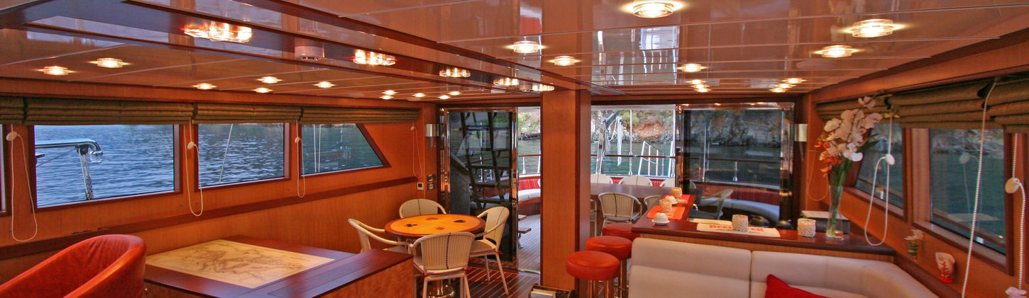 Gulet Serenity 86 Refitted Interior Saloon and Lounge Area