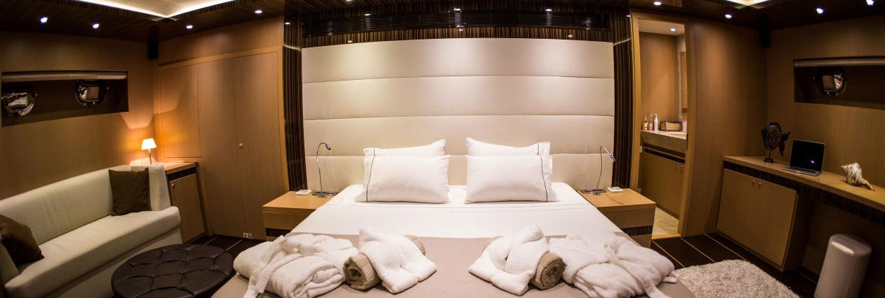 Le Pietre gulet VIP cabin interior with plush furnishings