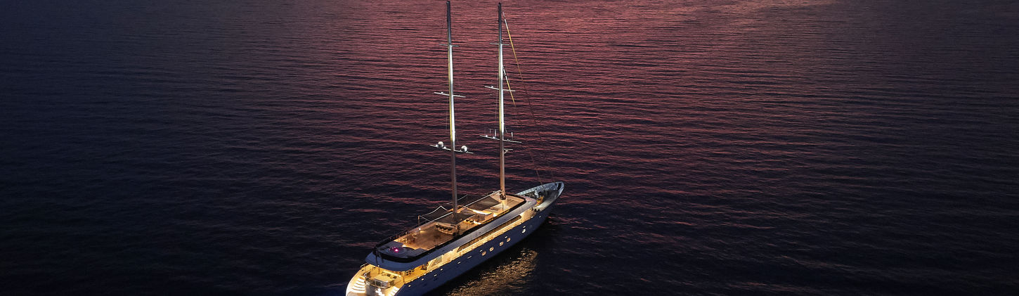 Anima Maris gulet aerial view cruising near Croatian islands