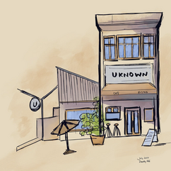 drawing of a storefront