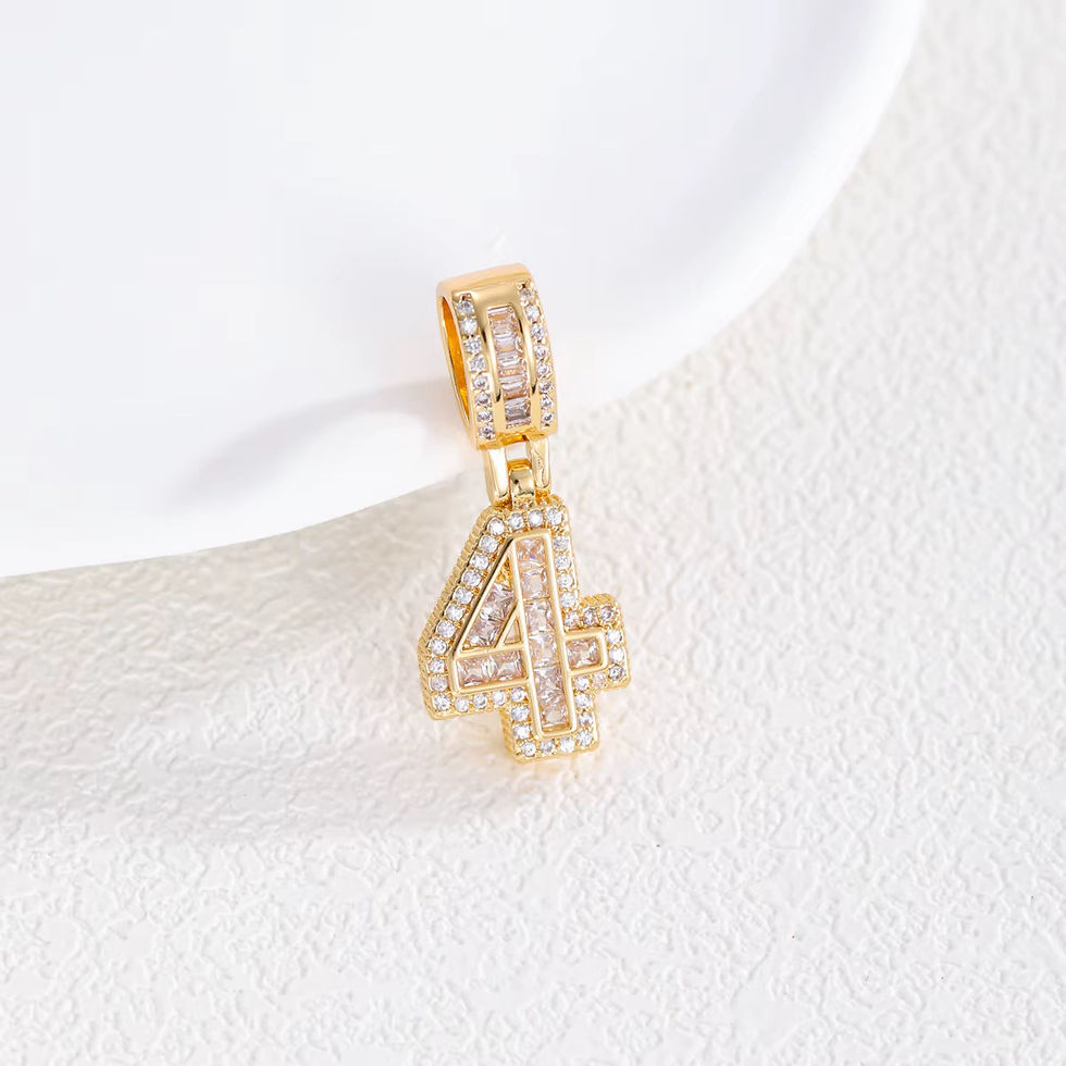 Thumbnail: Iced-Out Number 1-9 Pendant – Gold Finish