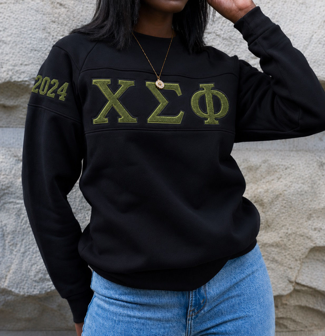 Chi Sigma Phi Black & Olive Green Sweatshirt