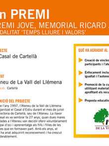 El Casal de l'Ateneu, 2n PREMI JOVE MEMORIAL RICARD JULIÀ, modalitat "Temps lliure i valors"