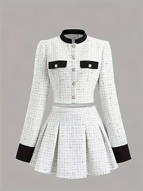 conjunto blusa y falda estilo channel