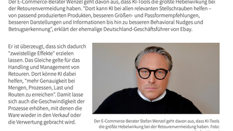 Retouren in der Mode - Stefan Wenzel in der TextilWirtschaft 