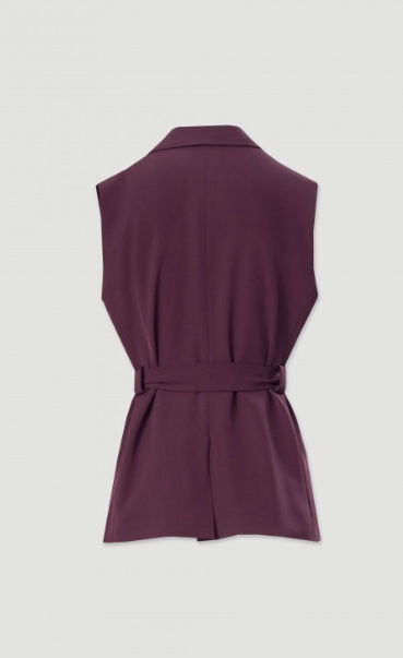 Miniatura: Colete comprido com cinto e fecho em trespasse