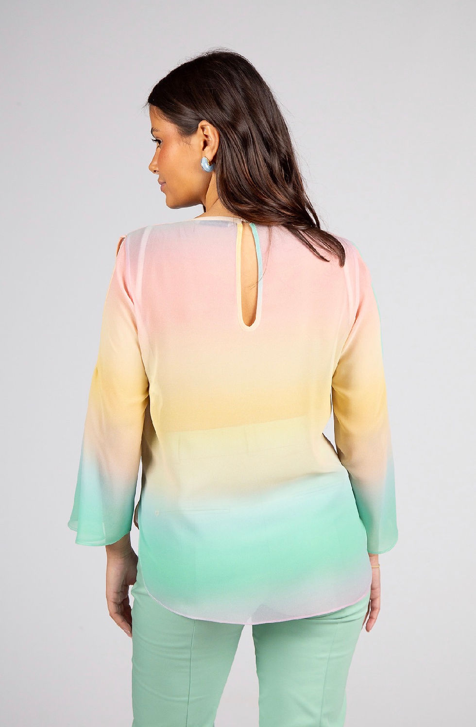 Miniatura: blusa Silvina Campos degradé elegante manga aberta fluida senhora