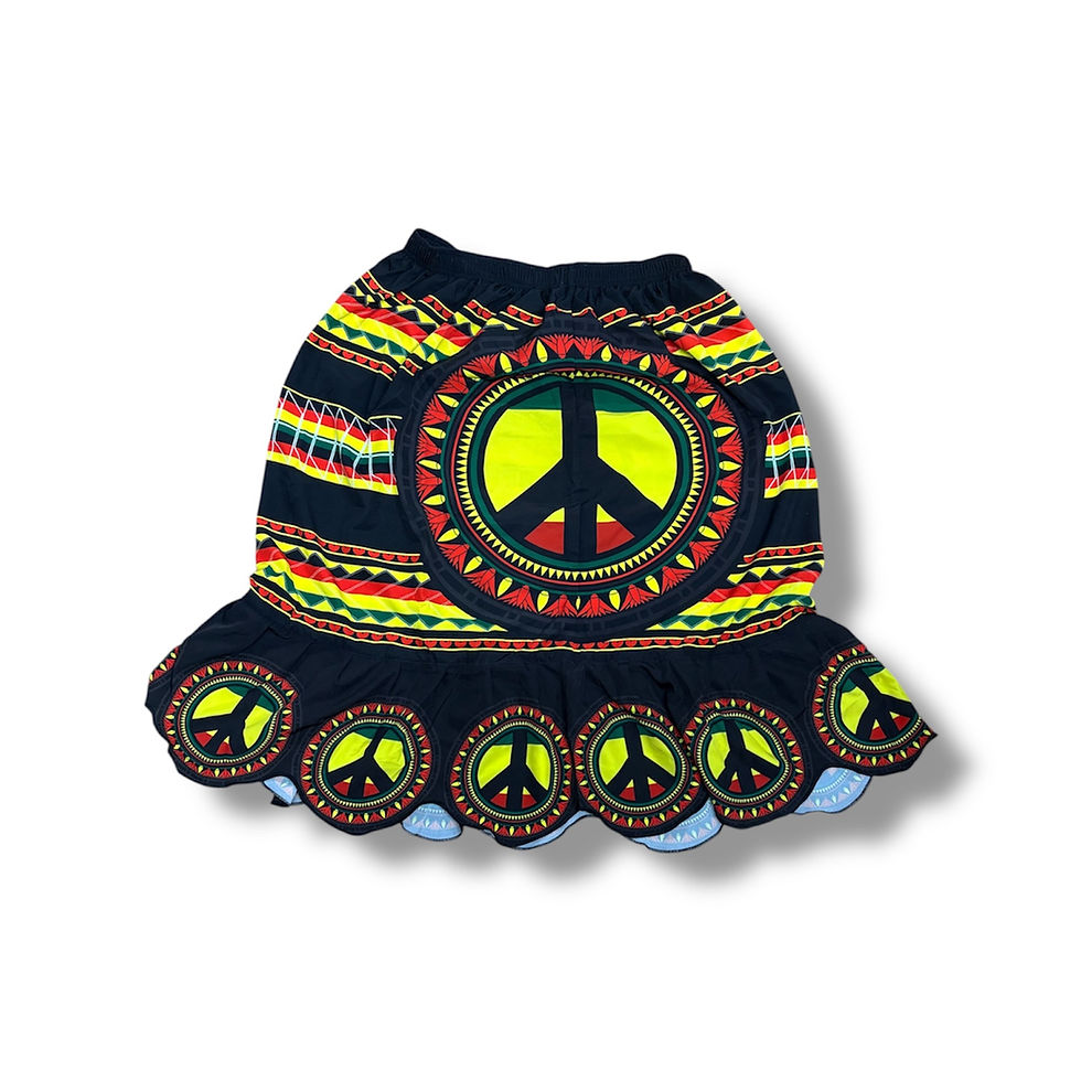 Peace Rasta Color Print Skirt